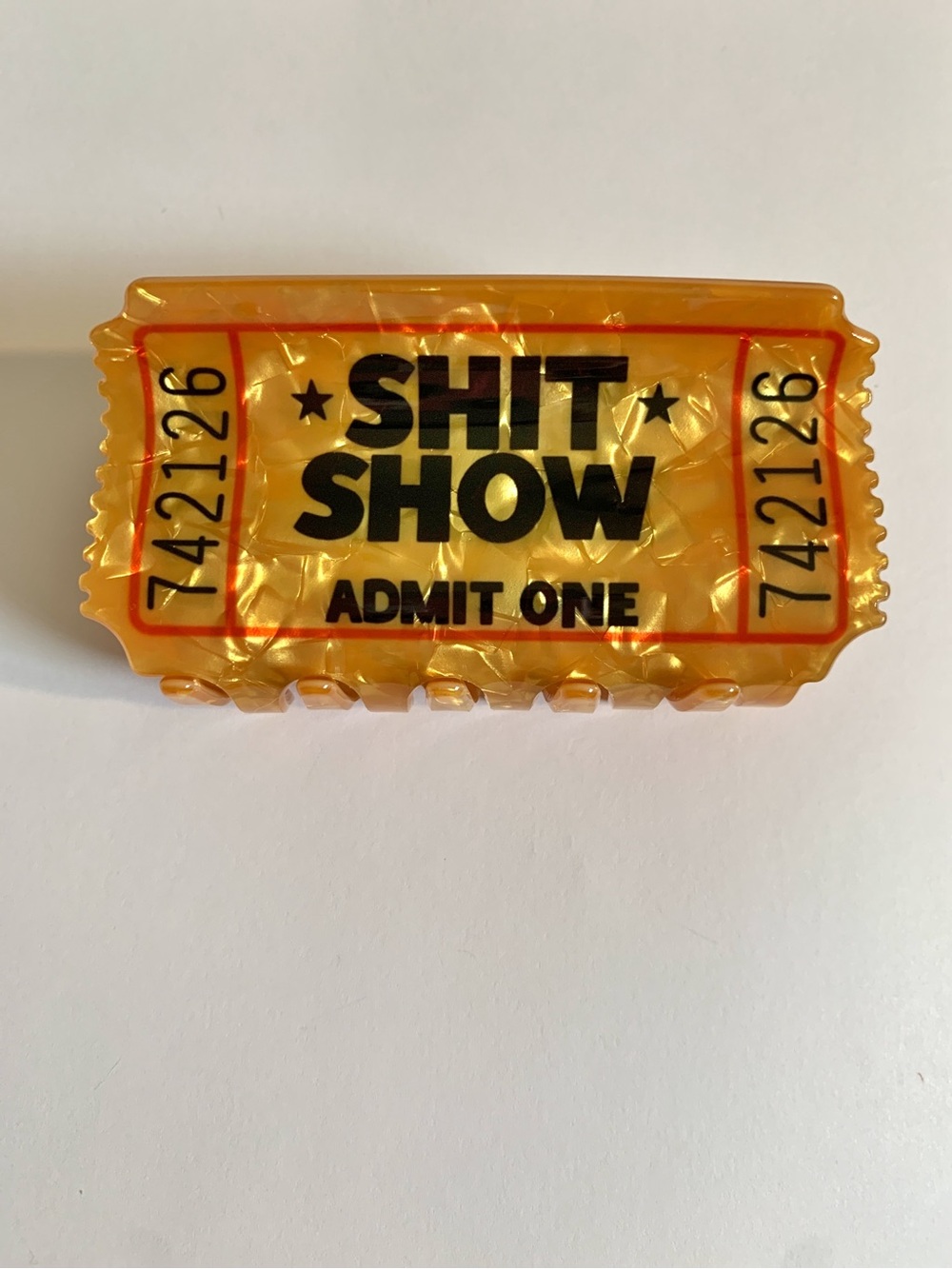 New Golden Ticket Shit Show Admit One Decorative Ticket Hair Claw Accessory